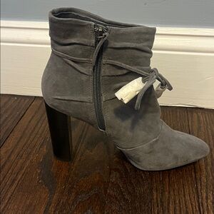 White House Black Market Gray Suede Ankle Boots